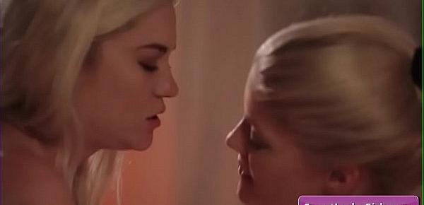  Sexy young blonde lesbian teens Charlotte Stokely, Chloe Foster eating pussy and finger fuck each other for amazing strong orgasms